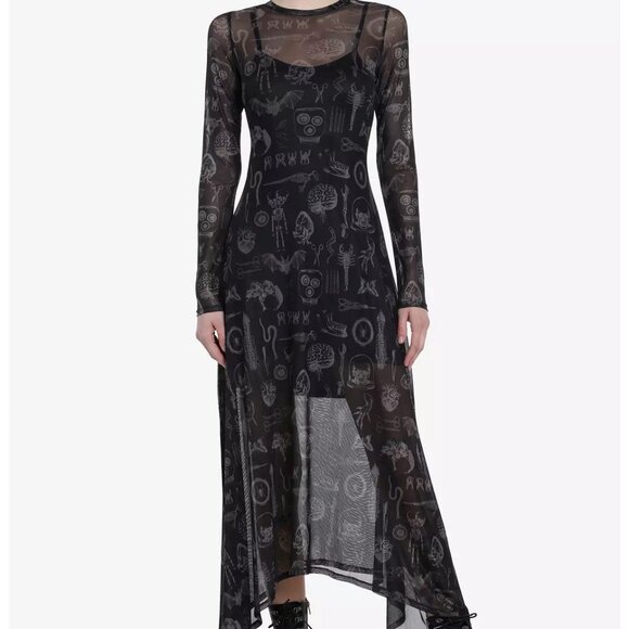 Hot Topic Cosmic Aura Taxidermy Mesh Maxi Dress Small - Picture 1 of 6